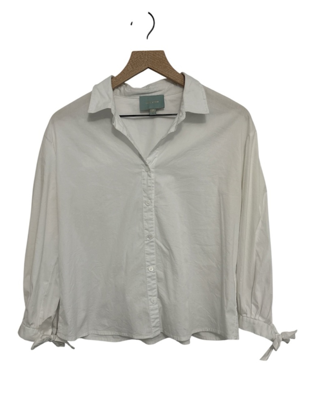 Classic White Tie-Sleeve Button-Down Shirt - Picture 4 of 13
